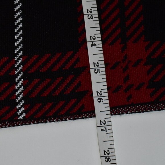 Anne Klein Poncho Pullover Red And Black Plaid Sweater Cape Shawl Size L - Picture 8 of 13